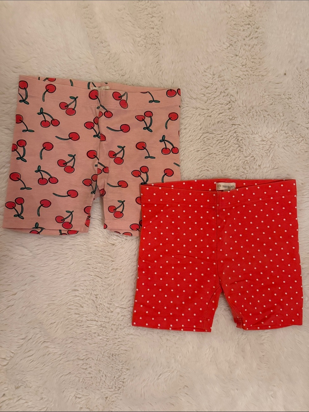 Tucker + Tate Pink Cherry Print & Red Polka Dot Bike Shorts Set